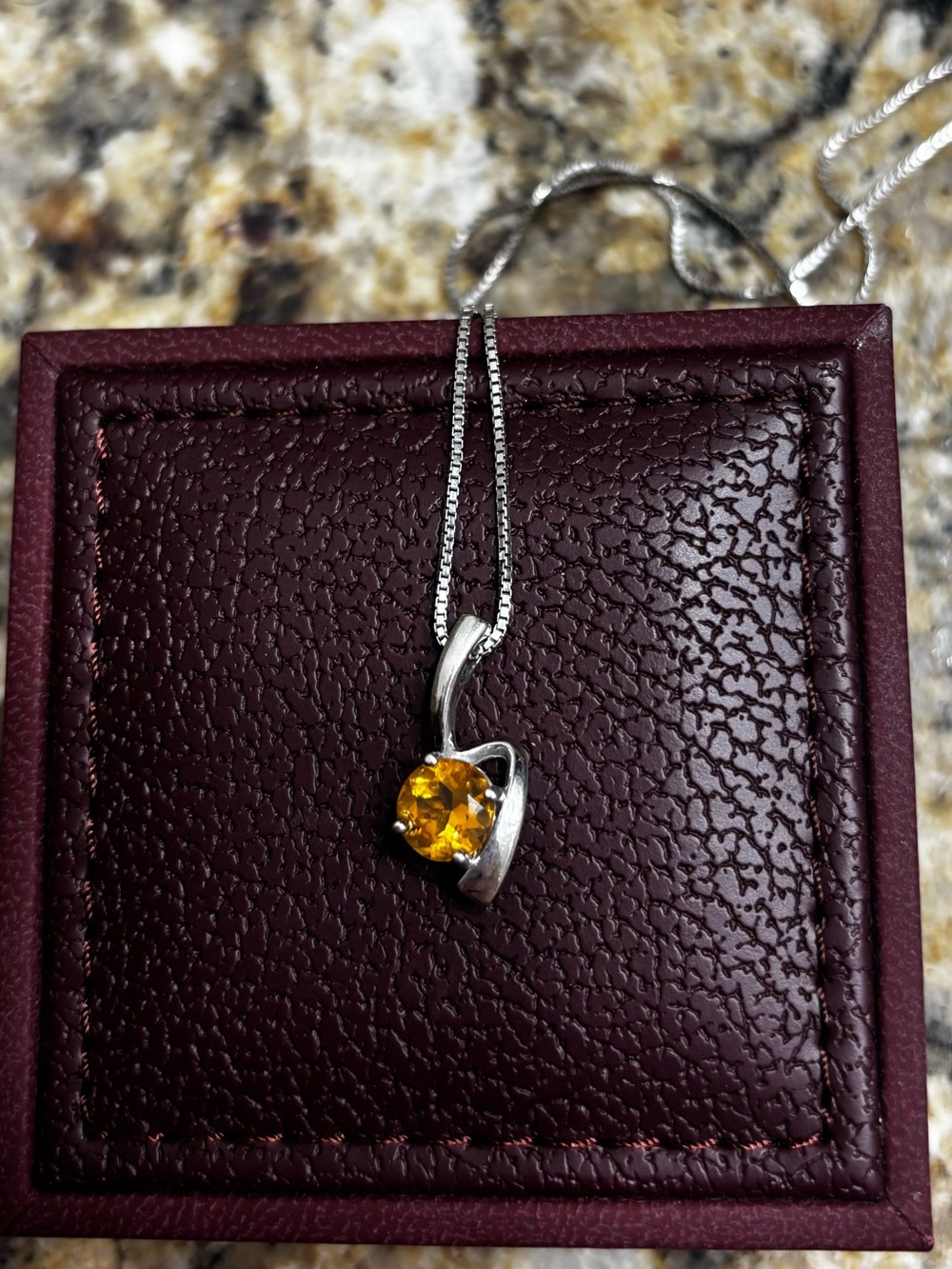14k White Gold Citrine Necklace